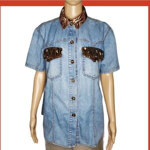 Vintage Monique Fashions denim blouse